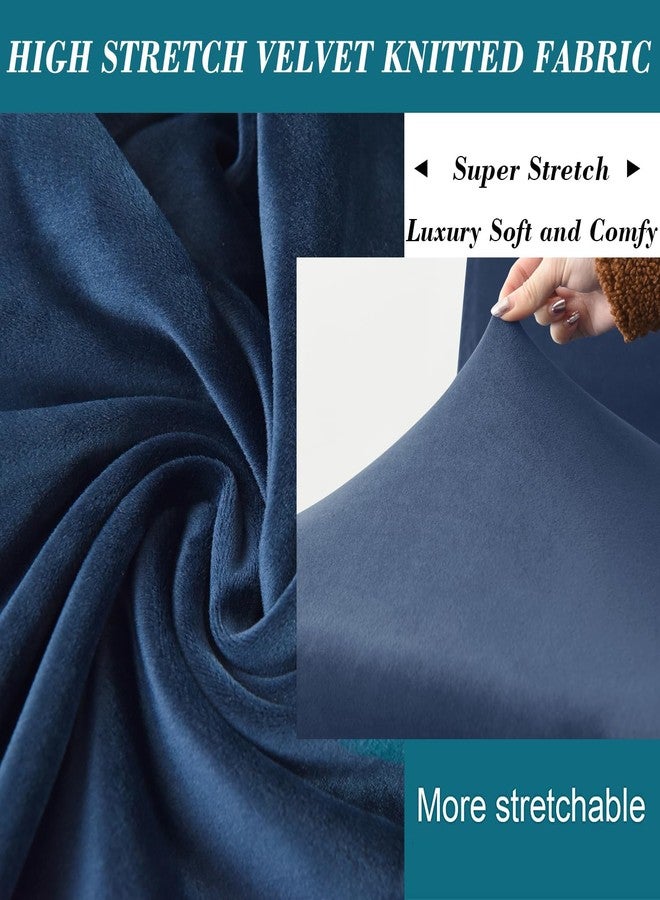 HFCNMY غطاء عثماني مستطيل من HFCNMY، أغطية مخملية مطاطية مستطيلة سميكة، غطاء عثماني ناعم للقدمين مع قاعدة مطاطية، أزرق متوسط (ASMFDT20230725-22) - Image 3